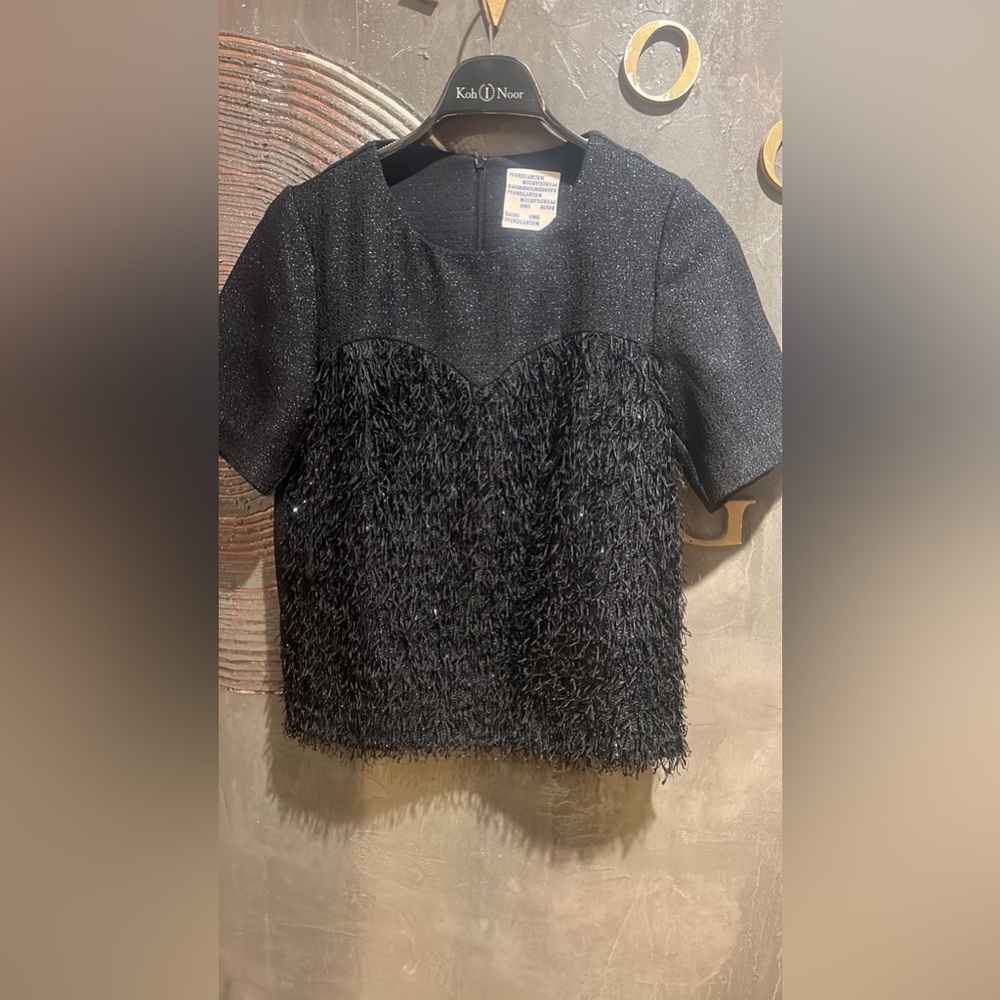 NWOT Baum und Pferdgarten Black Textured evening Blouse holiday party/ NYE